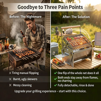 360° Portable Foldable Rotating Charcoal Grill