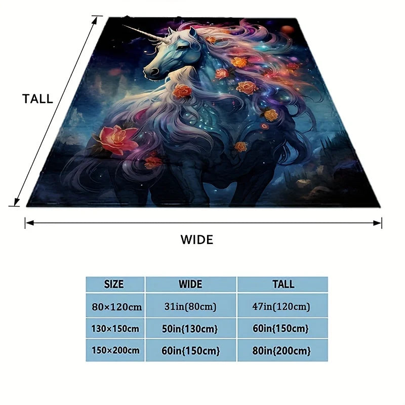 Cozy Fantasy Unicorn Lightweight Flannel Blanket