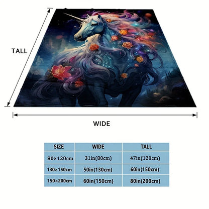 Cozy Fantasy Unicorn Lightweight Flannel Blanket