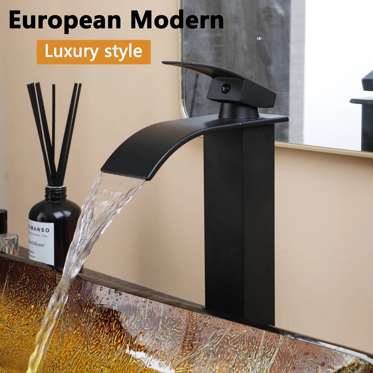 Tempered Glass Washbasin Faucet Set