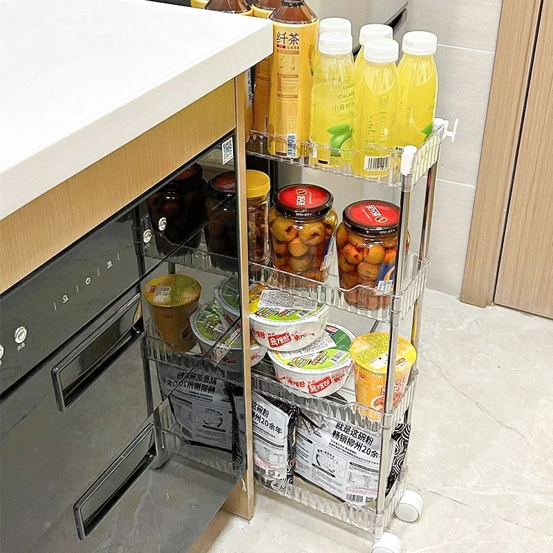 Narrow Storage Rack Trolley Organizer With Wheels
