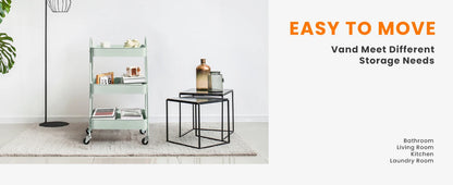 3-Tier Storage Kitchen Cart with Lockable Wheels