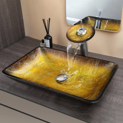 Tempered Glass Washbasin Faucet Set