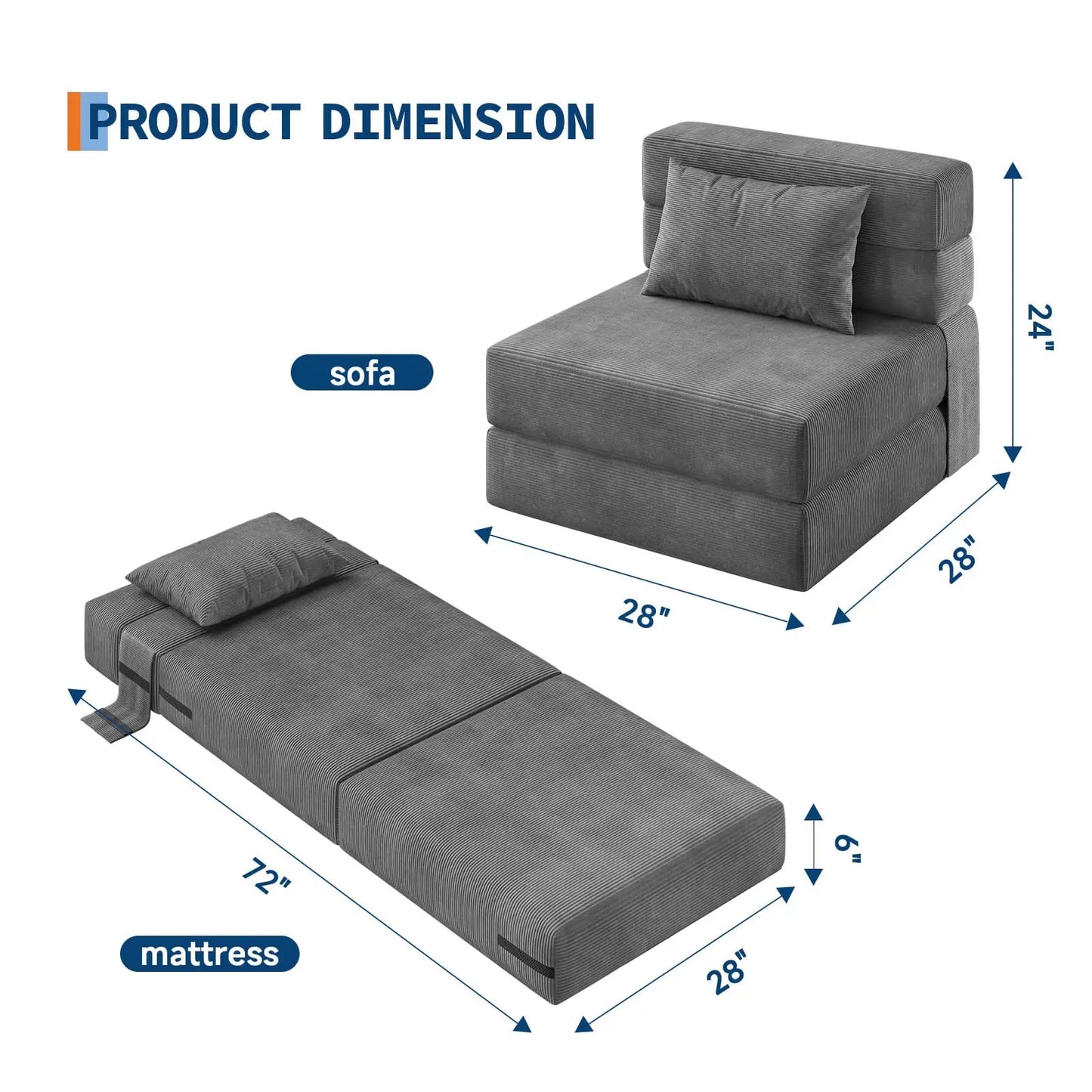 4-in-1 Folding Sofa Bed Convertible Sleeper