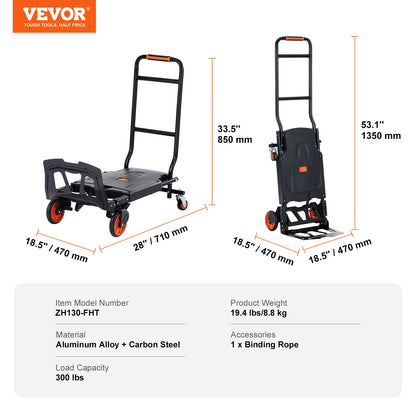 300lbs Folding  Aluminum Lightweight Hand Truck