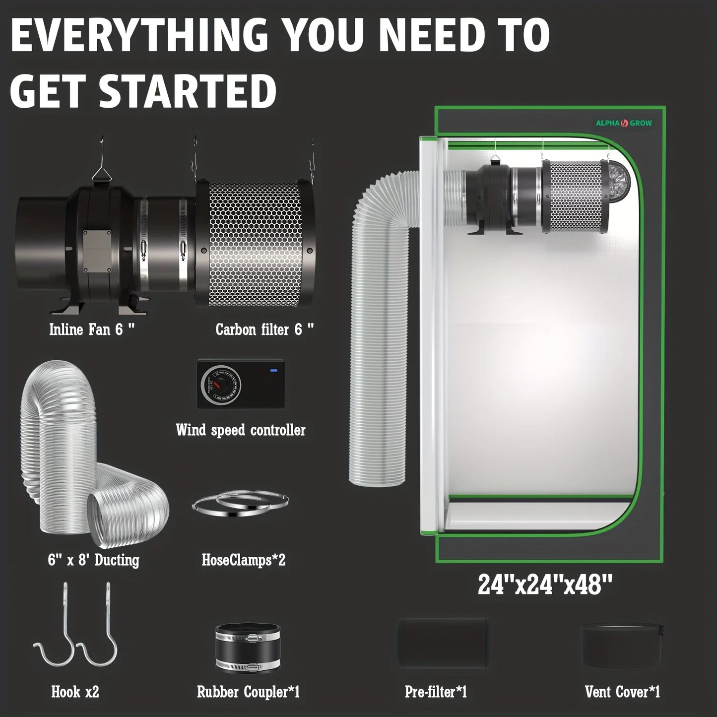 2x2 AG1000 LED Grow Tent Package