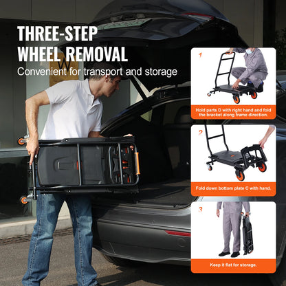 300lbs Folding  Aluminum Lightweight Hand Truck