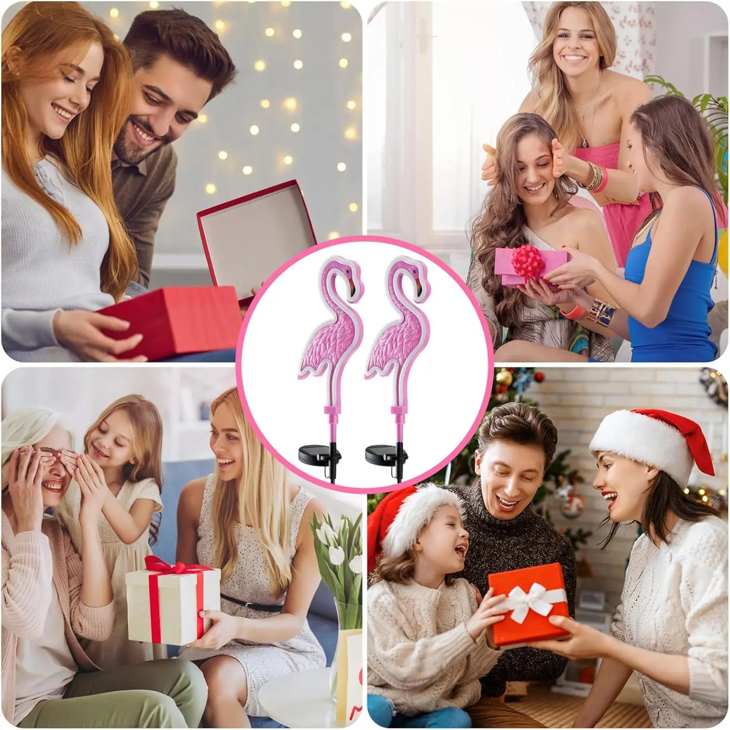 Pink Neon Flamingo Solar Lights, Outdoor Garden