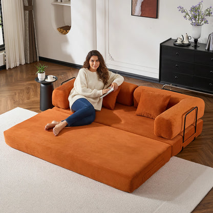 79" Folding Corduroy Futon Sofa Bed