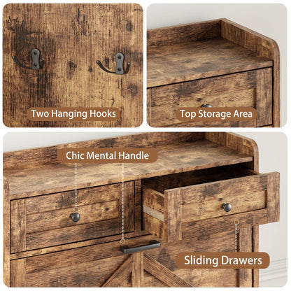 Shoe Cabinet with 3 Flip and 2 Drawers