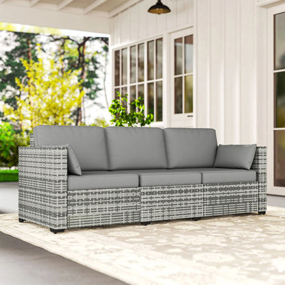 3-Seat Wicker Patio Couch