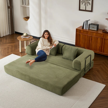 79" Folding Corduroy Futon Sofa Bed