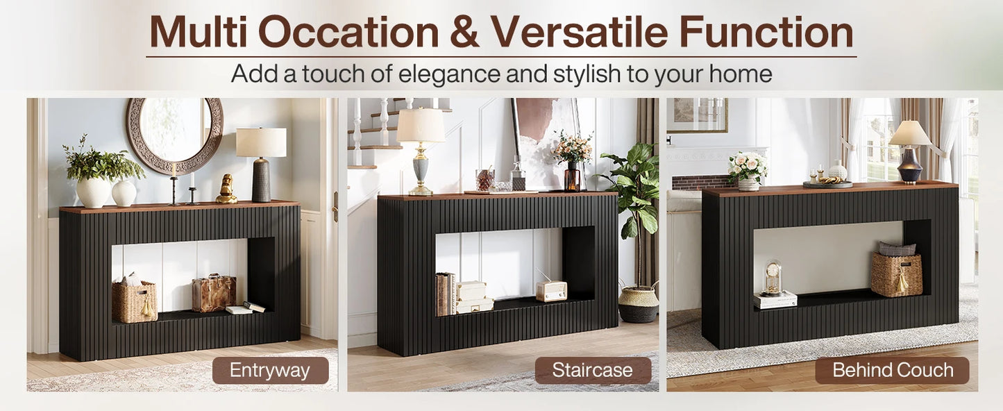 55-Inch Wood Entryway Table with Storage