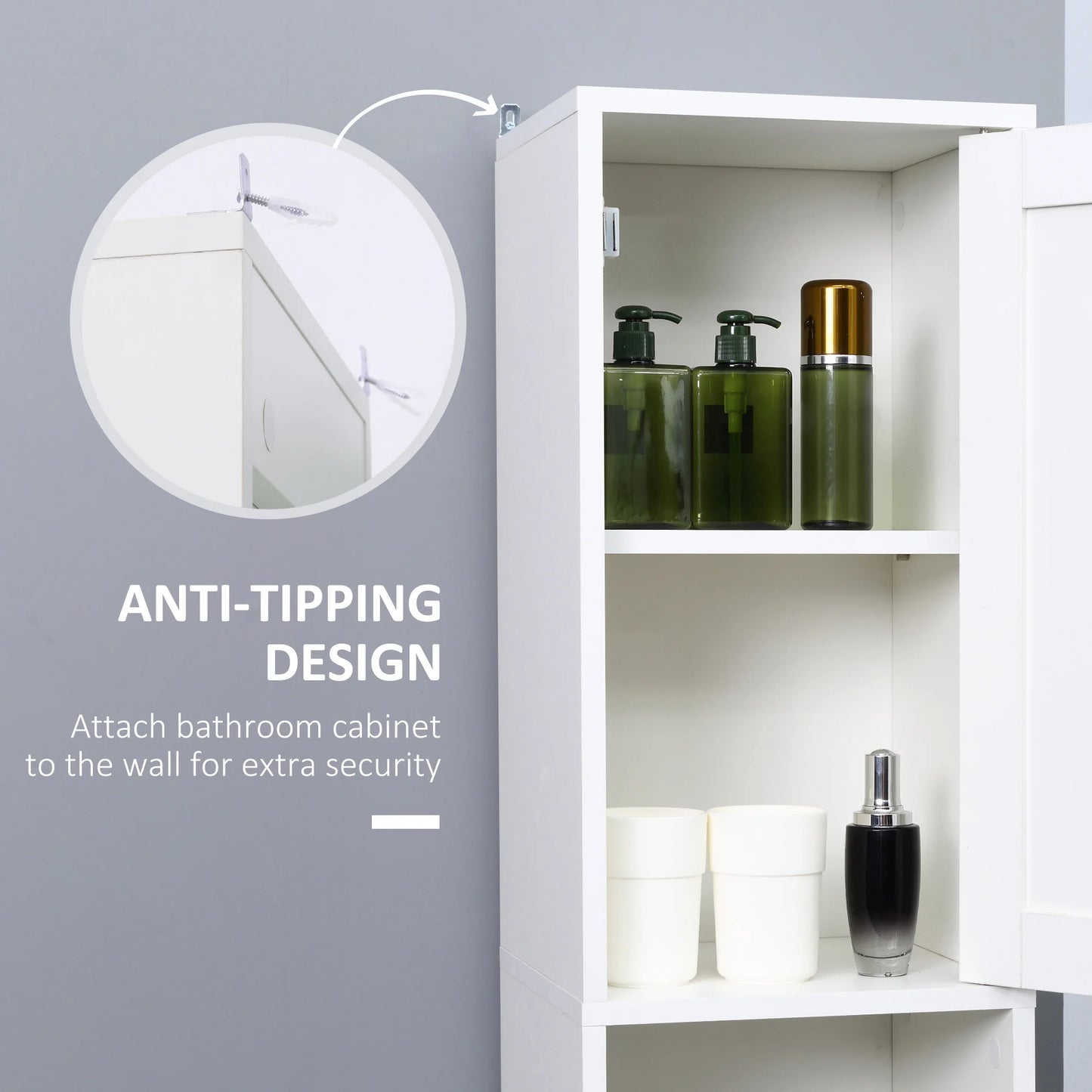 Tall Bathroom Storage Cabinet with Mirror