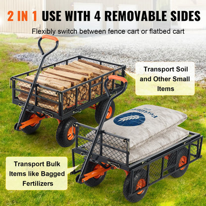Garden Cart Sturdy Metal Utility Wagon