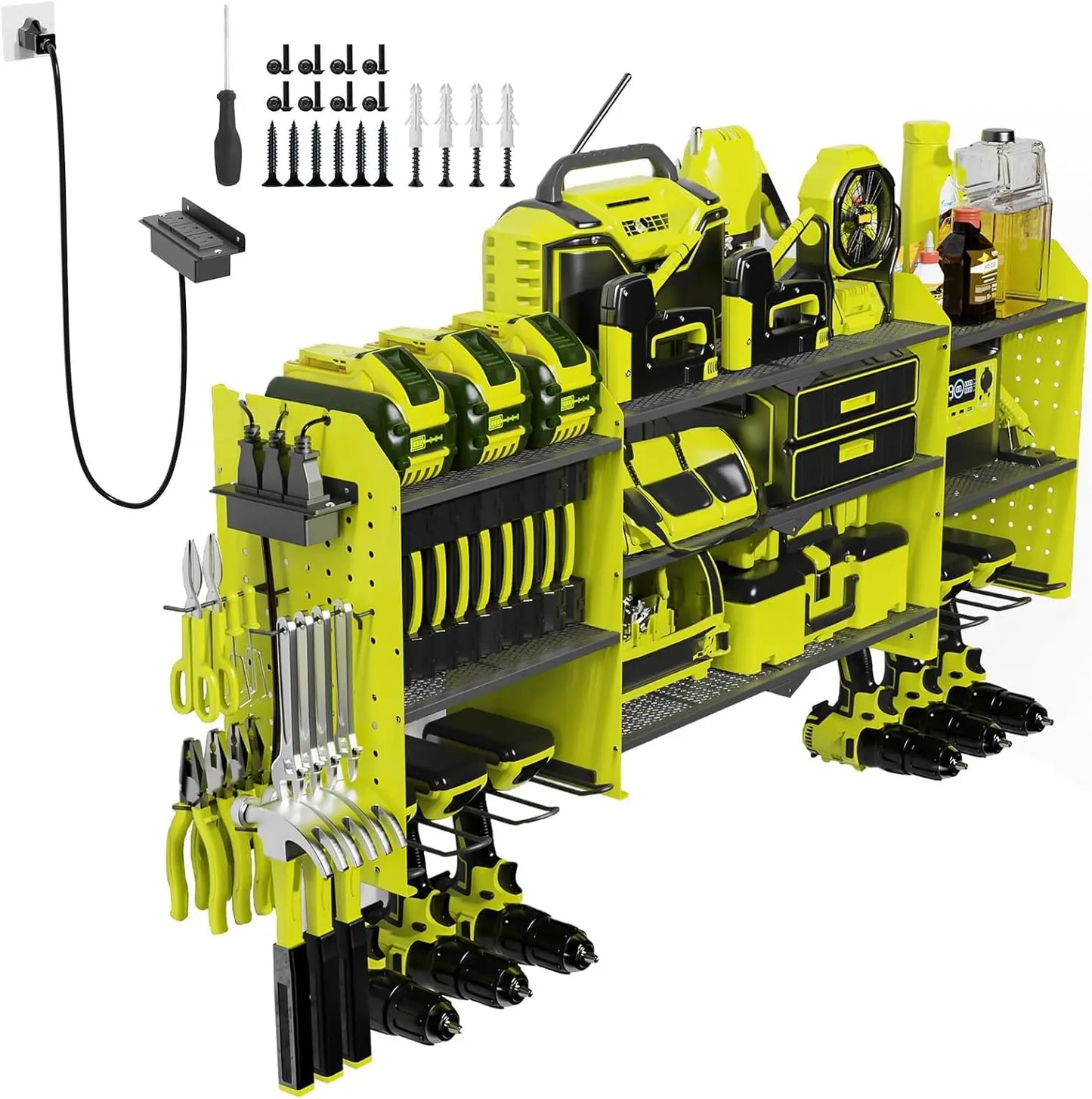 Wall Mount Tool Organizer with Charging Station