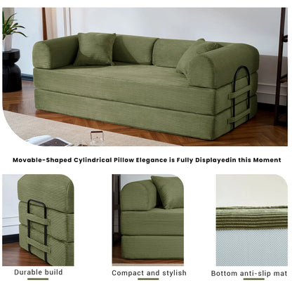 79’’ Folding Convertible Corduroy Sofa Bed