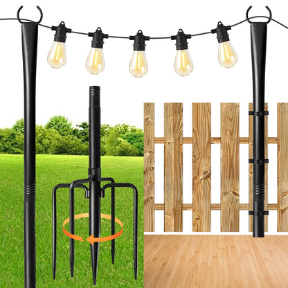 10ft Metal String Light Poles with Fork