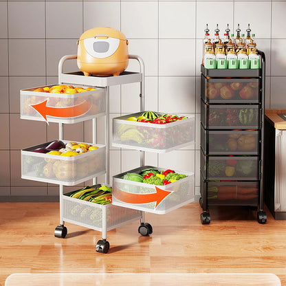 4/5-Tier Thickened Carbon Steel Rotating Storage Cart