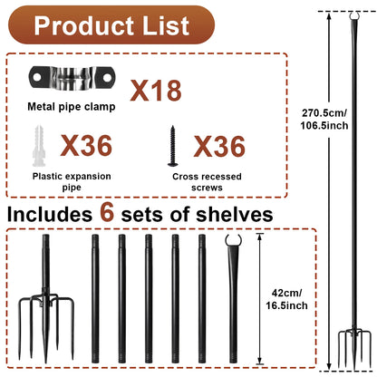 10Ft Adjustable String Light Poles with Fork