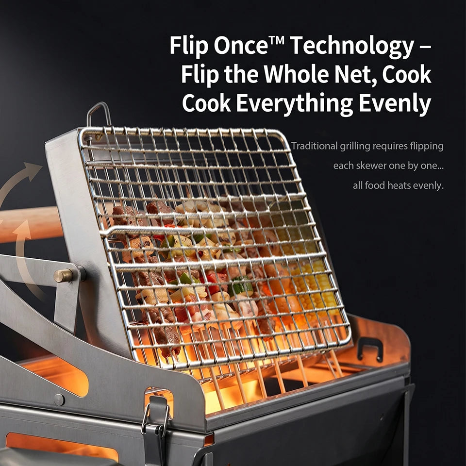 360° Portable Foldable Rotating Charcoal Grill