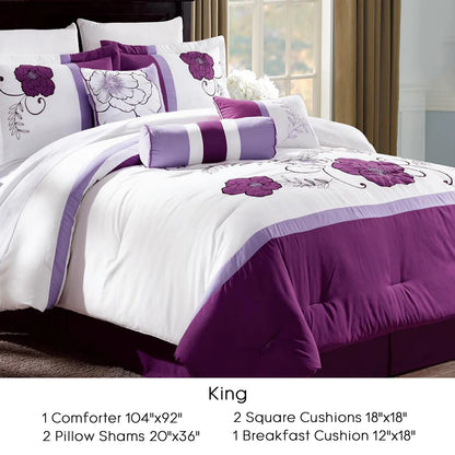 6 Pcs Queen King Purple Lavender Comforter Set