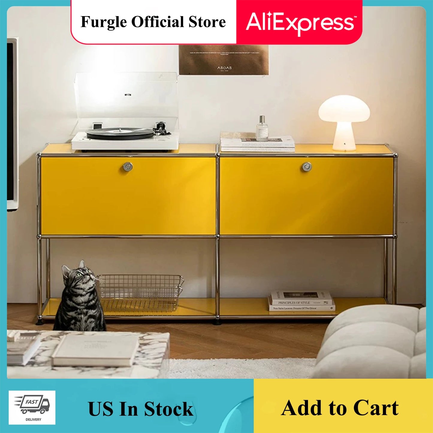 Modern Modular Metal Storage Cabinet Freestanding Organizer