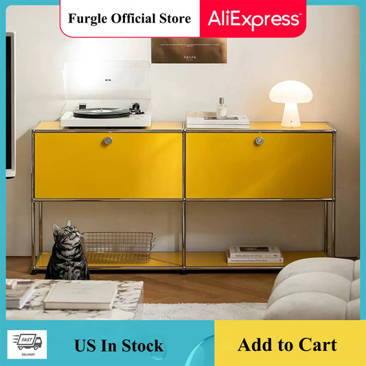 Modern Modular Metal Storage Cabinet Freestanding Organizer