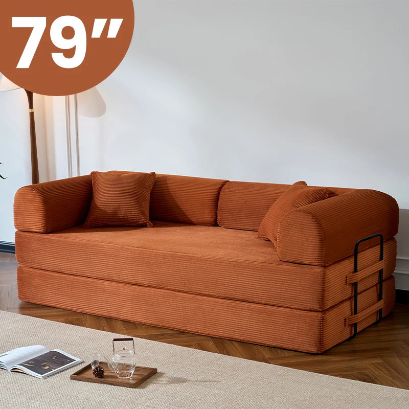 79’’ Folding Convertible Corduroy Sofa Bed