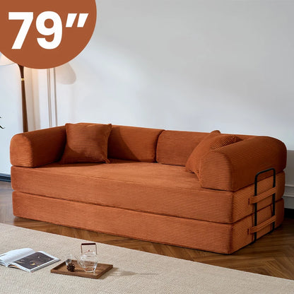 79’’ Folding Convertible Corduroy Sofa Bed