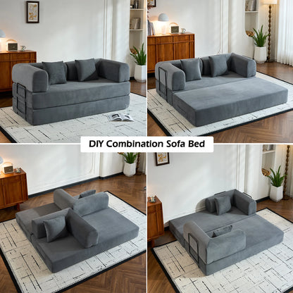 79" Folding Corduroy Futon Sofa Bed