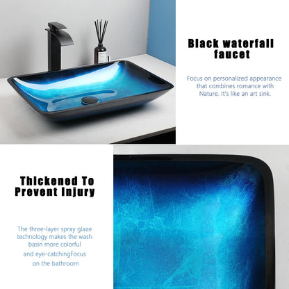 Tempered Glass Washbasin Faucet Set