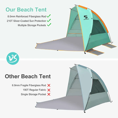 3 Person Beach Tent / Sun Shelter UPF 50+