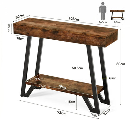 2-Tier Console Table with Metal Frame