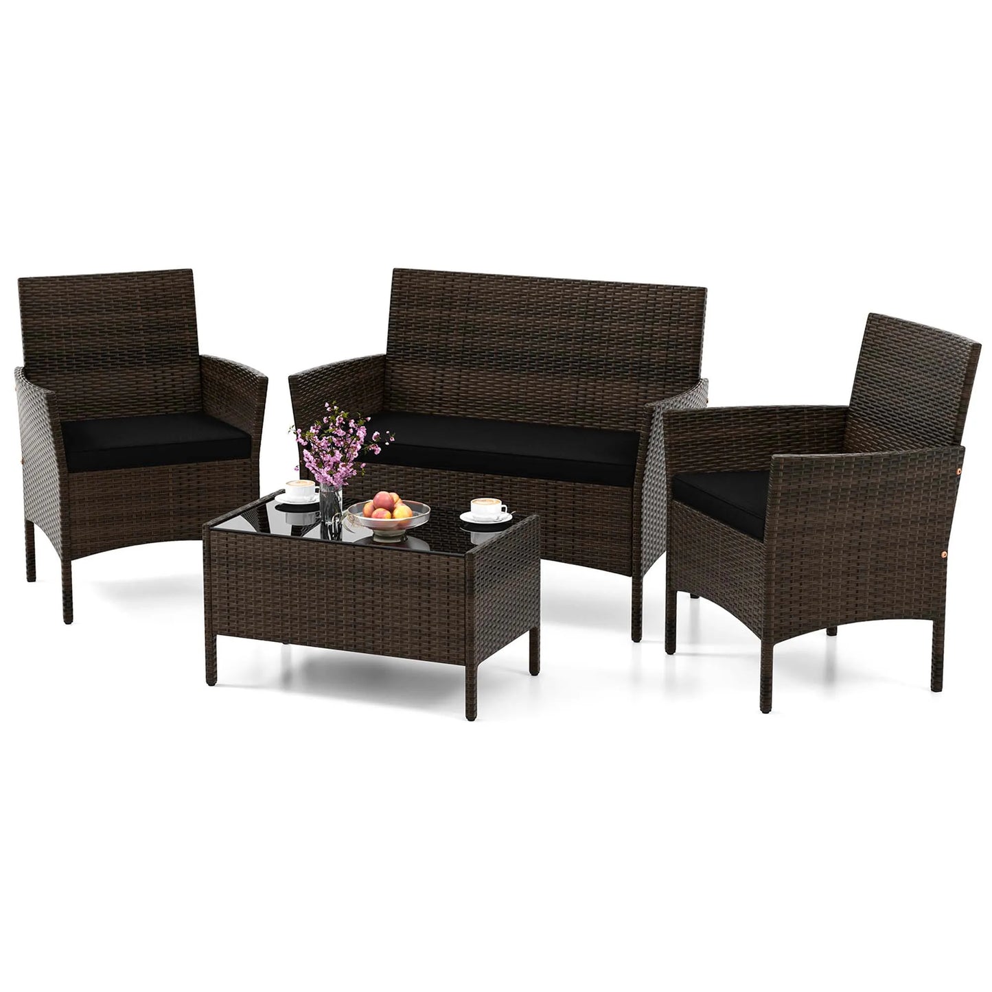 4 PCS Patio Furniture Set with Washable Cushions