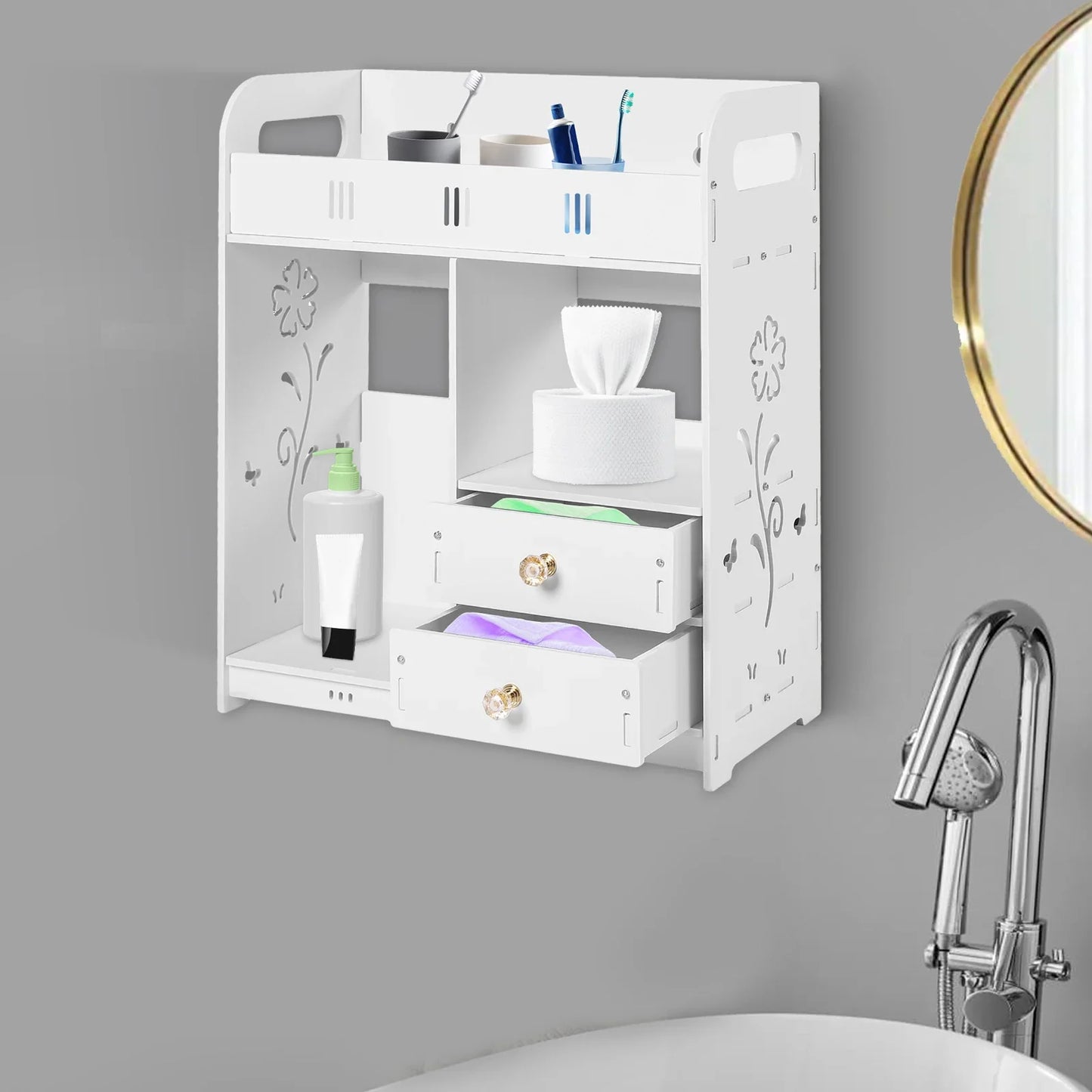 Bathroom Wall Mounted Cabinet with 2 Drawers