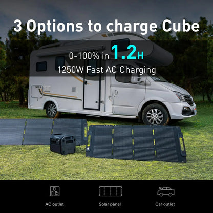 Portable Power Station Cube 1000, 2200W AC Outlets