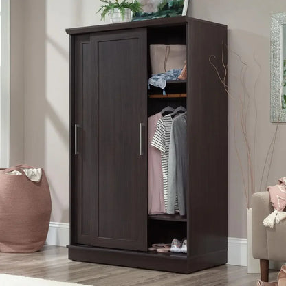 Homeplus Wardrobe Cabinet with Sliding Doors, Dakota Oak Finish