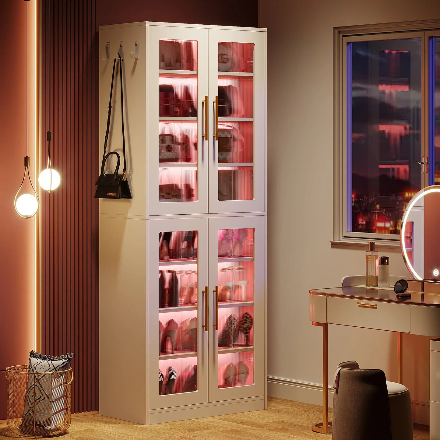 8-Tier Shoe Cabinet with LED Lights