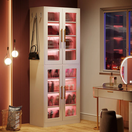 8-Tier Shoe Cabinet with LED Lights
