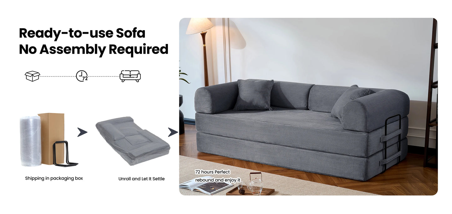 79’’ Folding Convertible Corduroy Sofa Bed