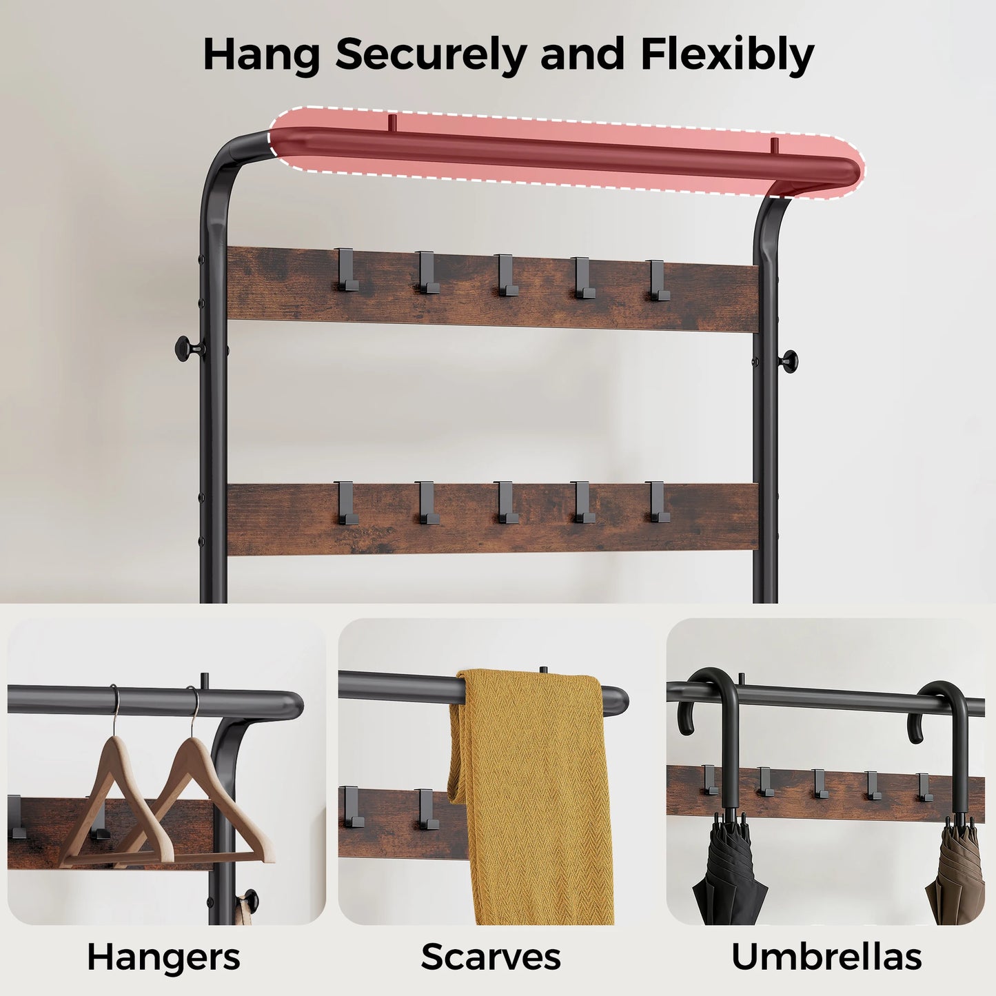 Coat Rack Shoe Bench with Hooks