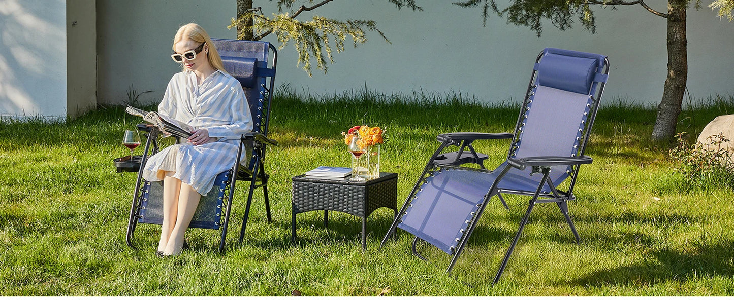 Set of 2 Portable Zero Gravity Recliner Chairs