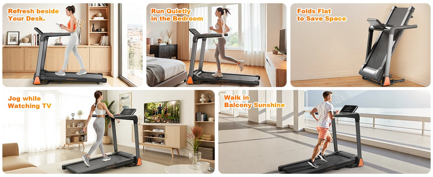 Folding Treadmill 3.5 Horsepower 0.5-8.5MPH 330LBS Capacity