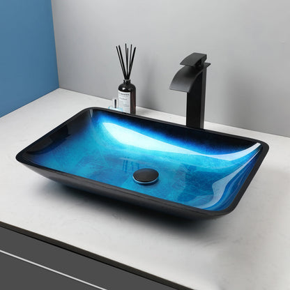 Tempered Glass Washbasin Faucet Set