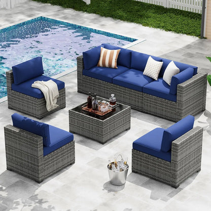7-Piece Wicker Rattan Outdoor Furniture