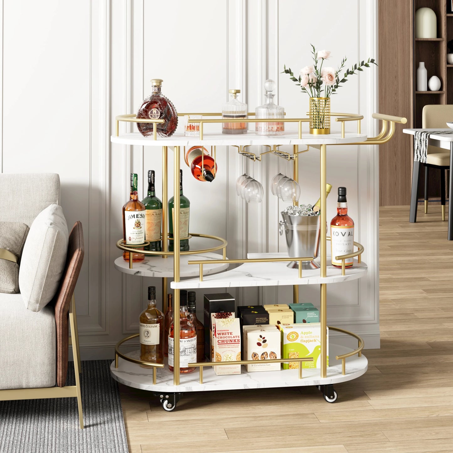4-Tiers Bar Cart with  Storage Shelves