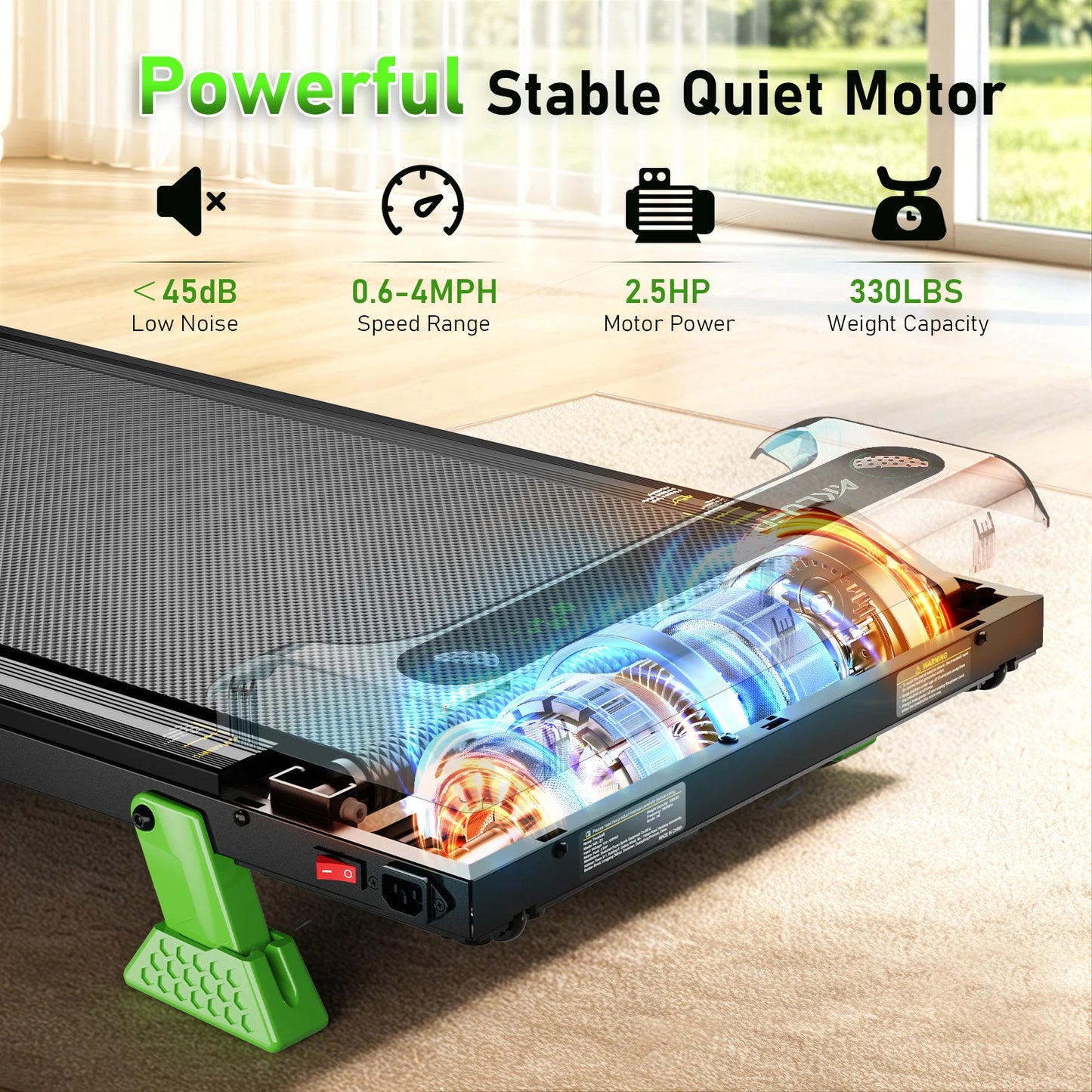 2.5HP Portable Walking Treadmill with 300Lbs Capacity