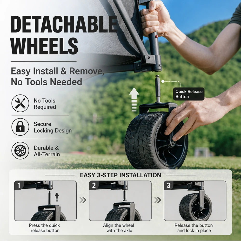 Heavy-Duty Folding Beach Cart - 680LBS Capacity