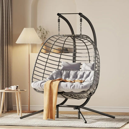Double Hanging Egg Chair with Stand